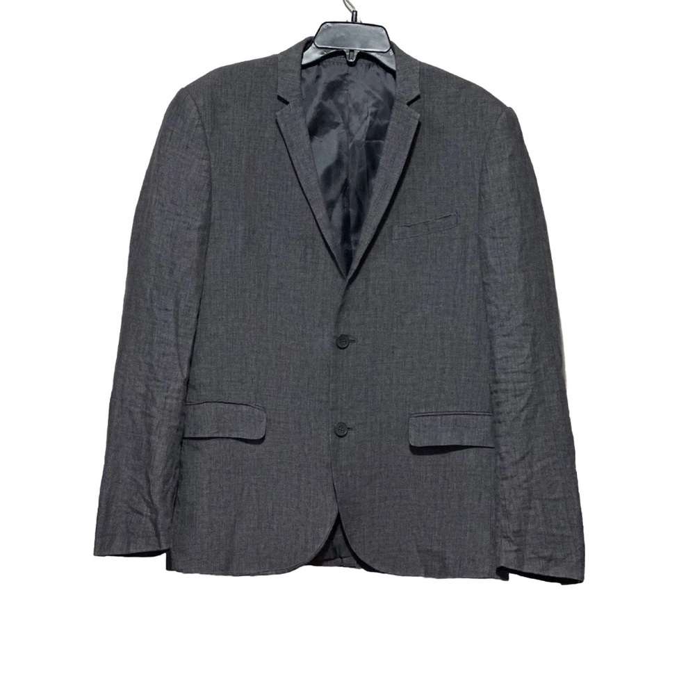 H&M Men 42R Blazer Sport Coat 2 Button Skinny Fit Linen Coat Jacket Luxury Gray
